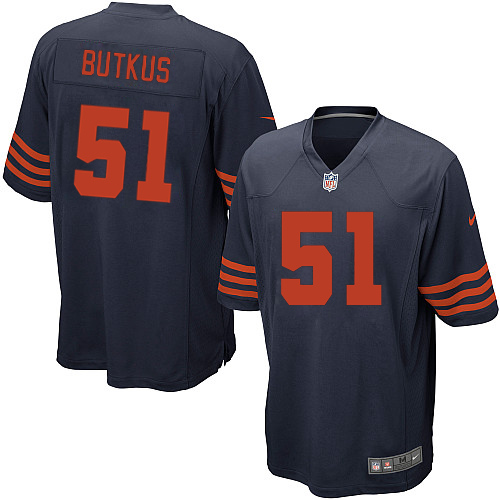 Men's Game Dick Butkus Nike Jersey Navy Blue Alternate - #51 1940s Throwback NFL Chicago Bears